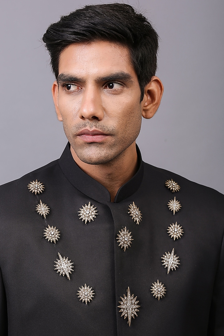 Antique Gold Finish Stardust Brooch & Cufflinks (Set of 14) by Cosa Nostraa at Pernia's Pop Up Shop