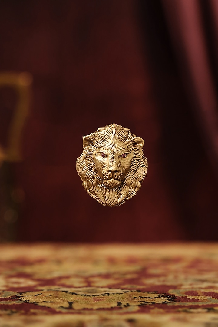 Antique Gold Finish Lion King Brooch by Cosa Nostraa