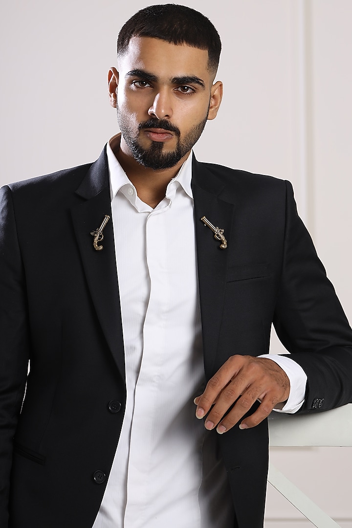 Antique Gold Finish Terminator Lapel Pin (Set of 2) by Cosa Nostraa at Pernia's Pop Up Shop