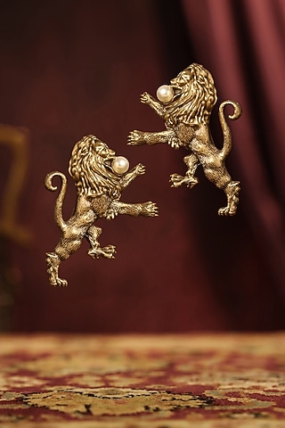 Antique Gold Finish Fireball Lapel Pin (Set of 2) by Cosa Nostraa