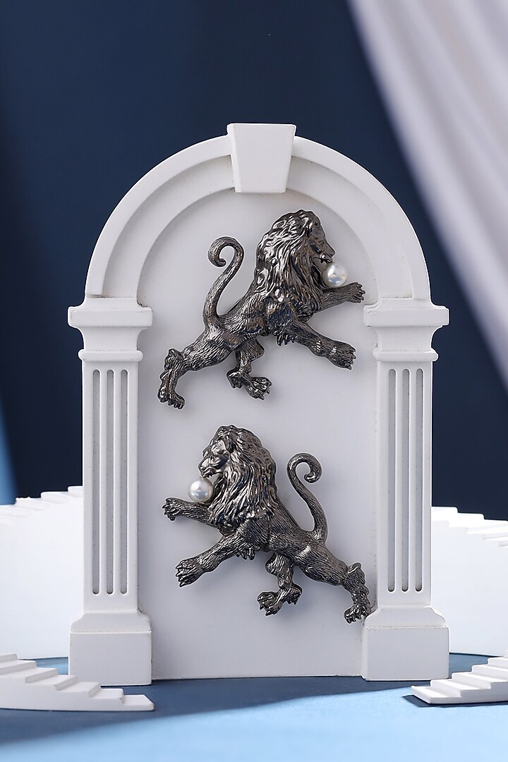 Antique Black Finish Fireball Lapel Pin (Set of 2) by Cosa Nostraa at Pernia's Pop Up Shop