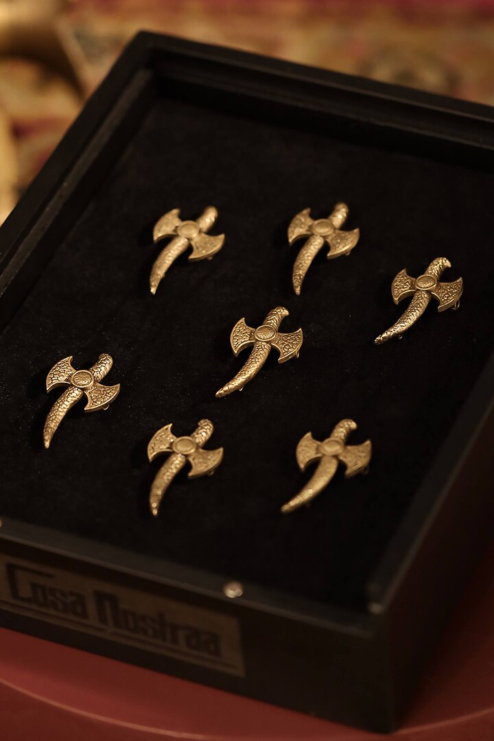 Antique Gold Sword Of Mercy Buttons (Set of 7) by Cosa Nostraa at Pernia's Pop Up Shop