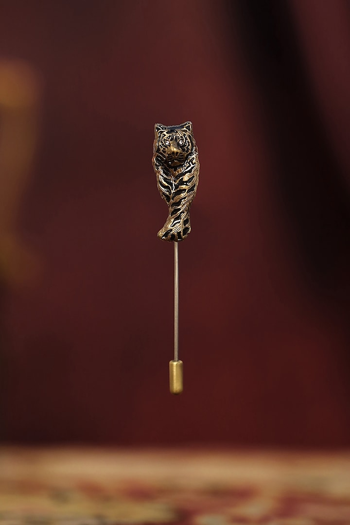 Antique Gold Finish Royal Bengal Tiger Lapel Pin by Cosa Nostraa