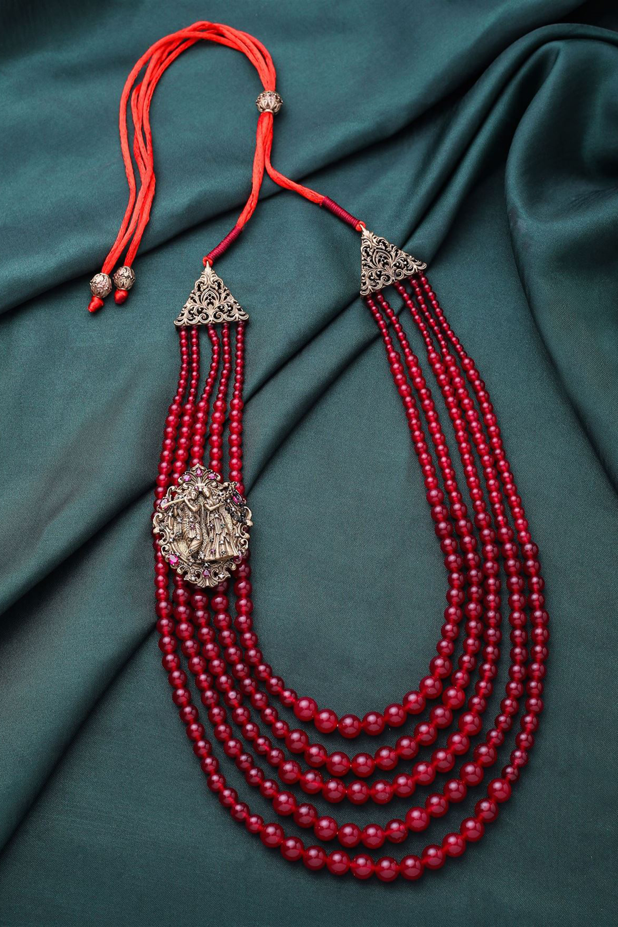Red Carnelian Beaded Layered Mala by Cosa Nostraa