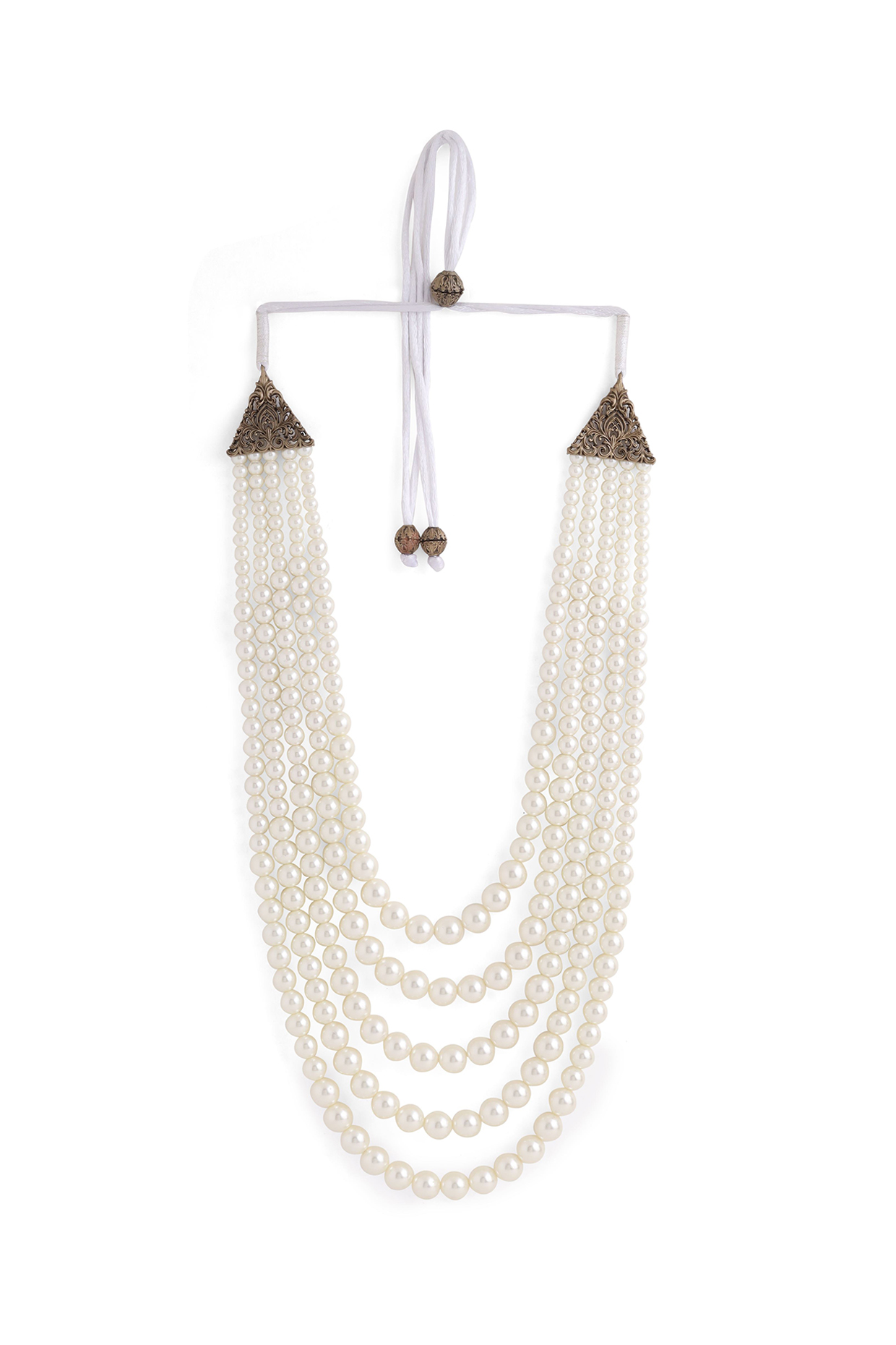 White Beaded Layered Mala by Cosa Nostraa