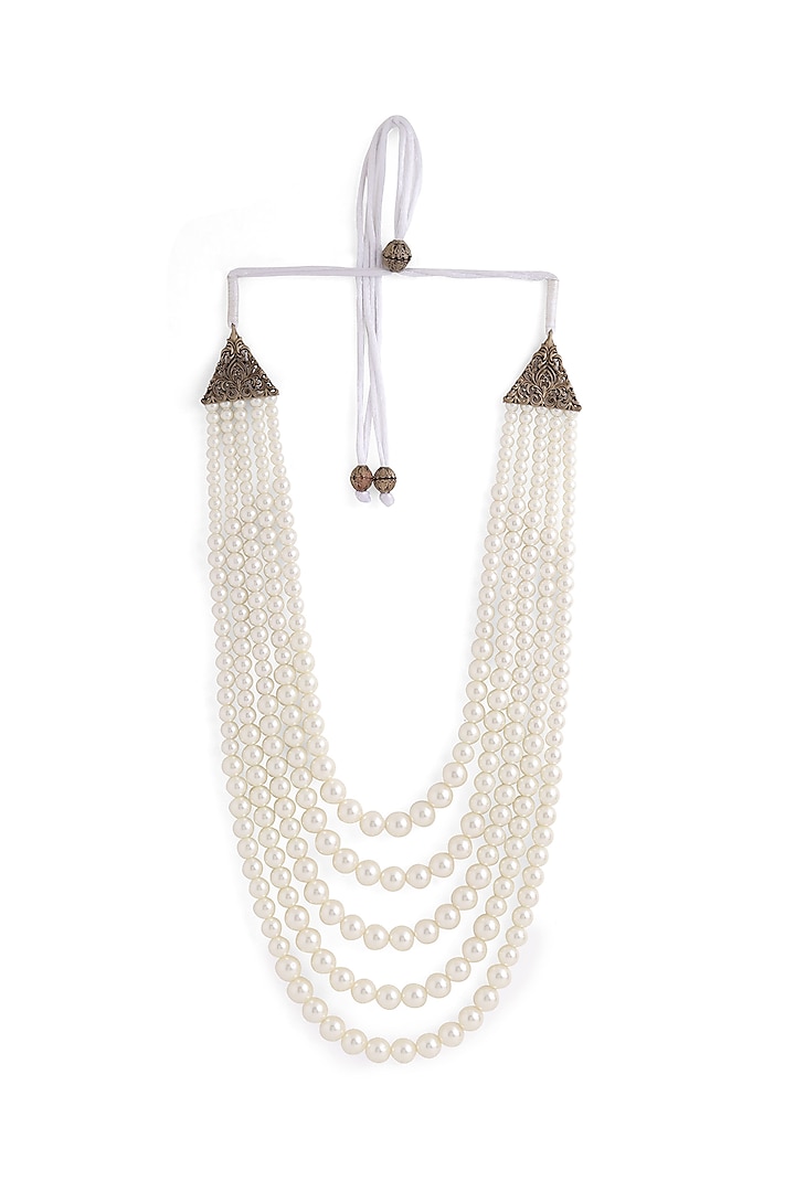 White Beaded Layered Mala by Cosa Nostraa