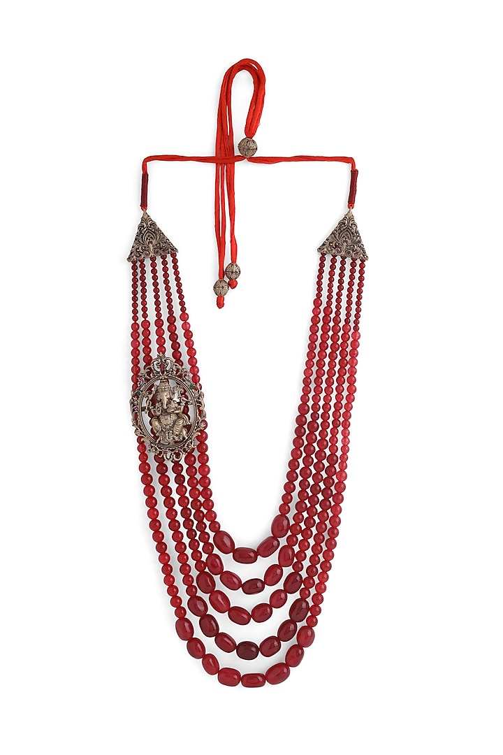 Red Rudraksha Beaded Layered Mala by Cosa Nostraa