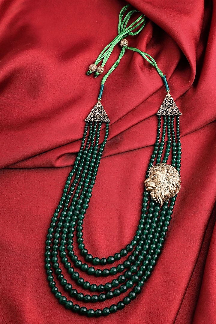 Green Beaded Layered Mala by Cosa Nostraa at Pernia's Pop Up Shop