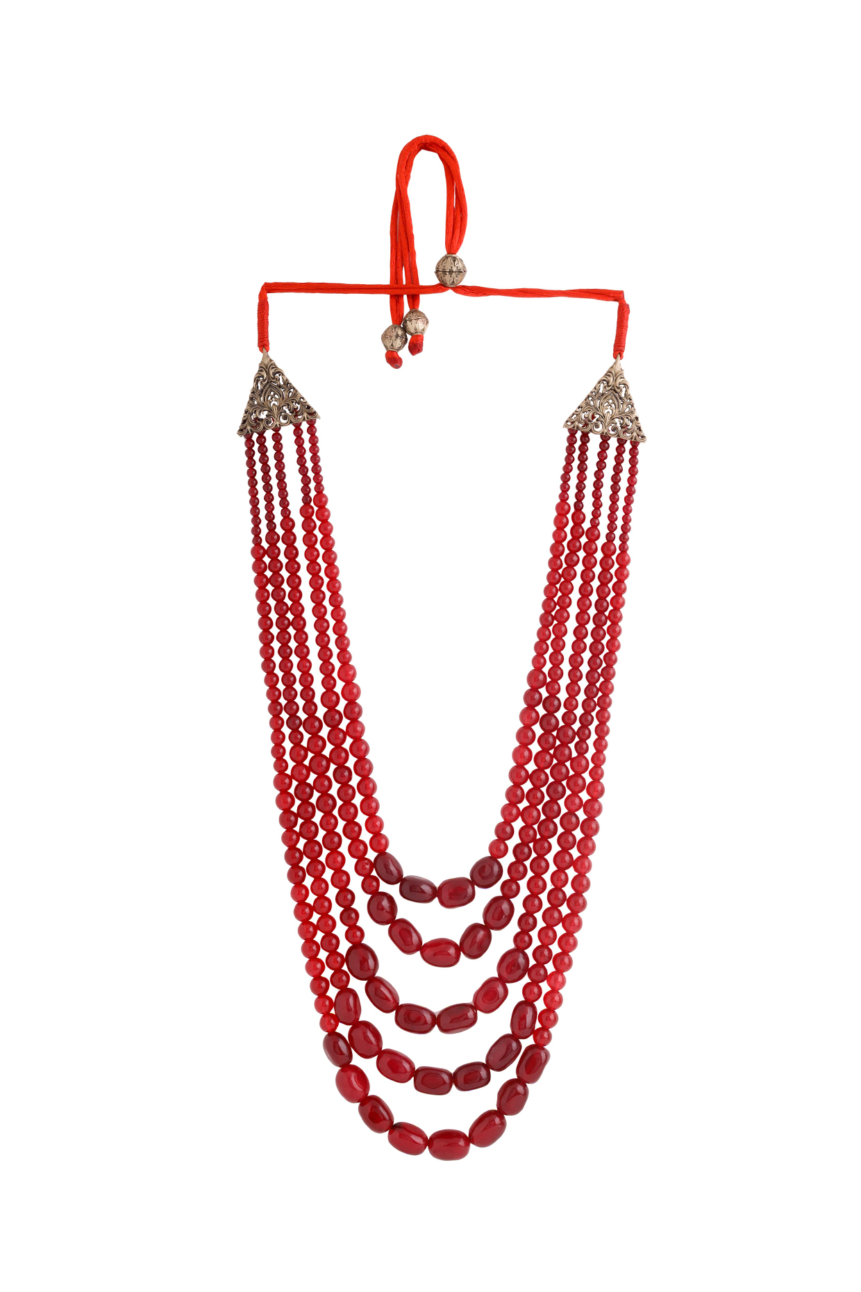Red Beaded Layered Mala by Cosa Nostraa