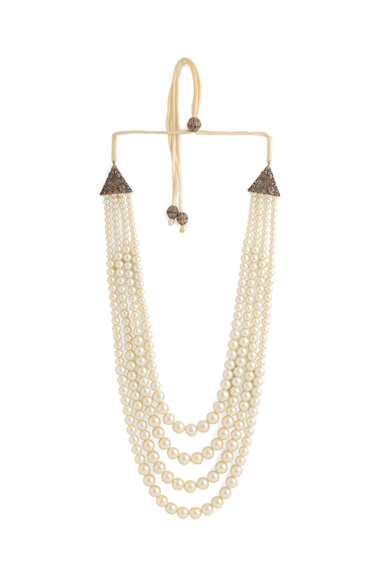 White Moonstone Beaded Layered Mala by Cosa Nostraa