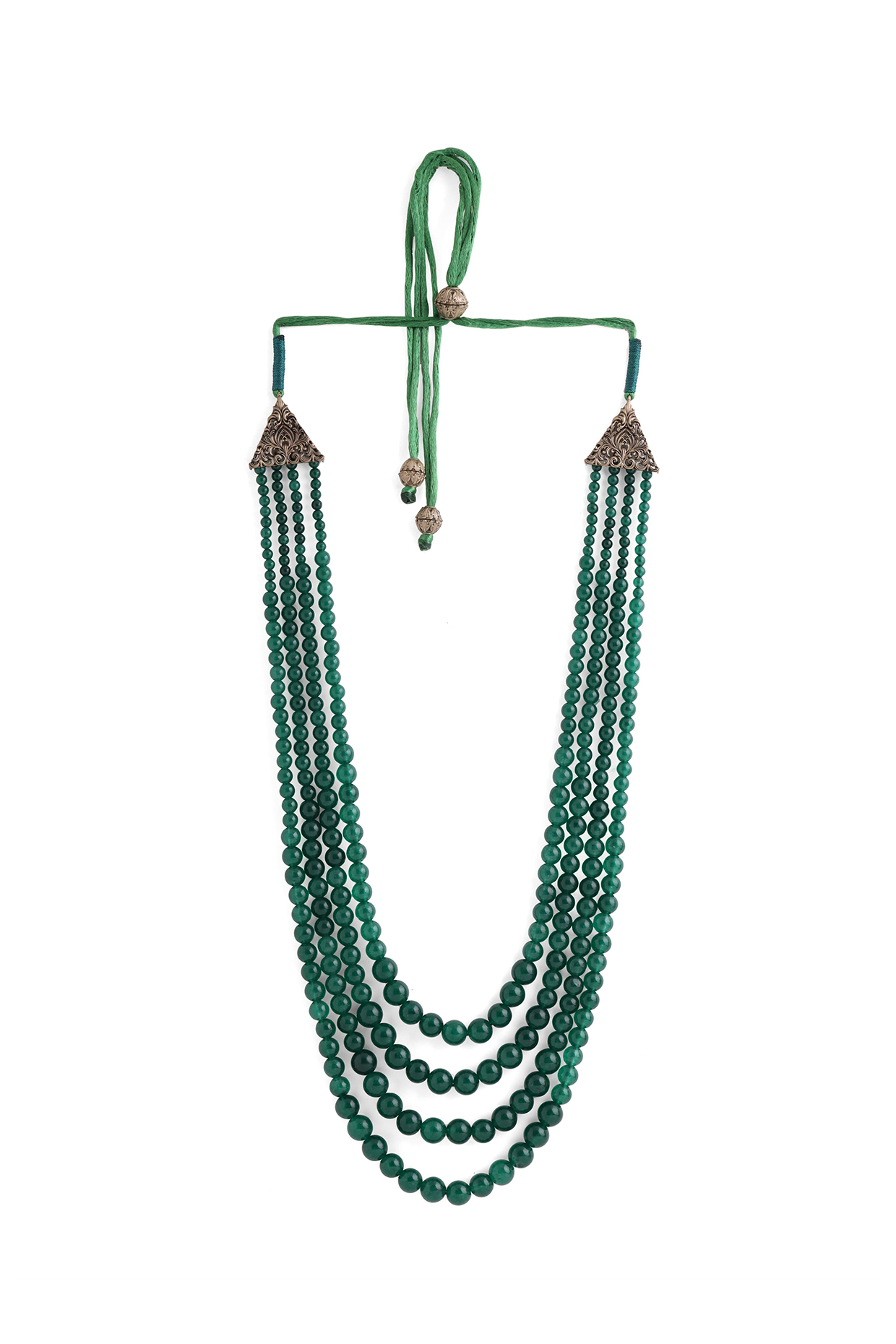 Green Gemstone Beaded Layered Mala by Cosa Nostraa