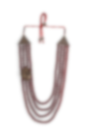 Red Beaded Layered Mala by Cosa Nostraa at Pernia's Pop Up Shop