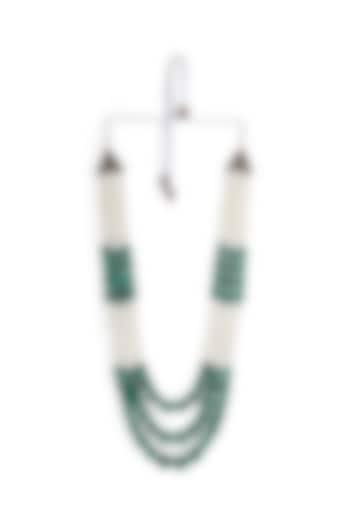 White & Green Howlite Beaded Layered Mala by Cosa Nostraa at Pernia's Pop Up Shop