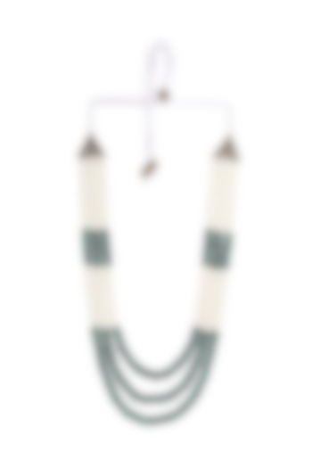 White & Green Emerald Beaded Layered Mala by Cosa Nostraa at Pernia's Pop Up Shop
