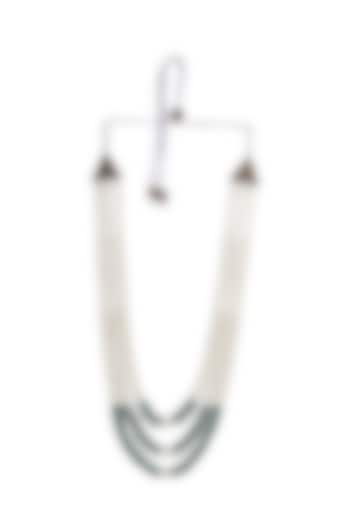 White & Green Sunstone Beaded Layered Mala by Cosa Nostraa at Pernia's Pop Up Shop