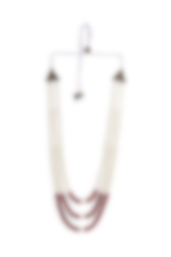 White & Red Agate Beaded Layered Mala by Cosa Nostraa at Pernia's Pop Up Shop