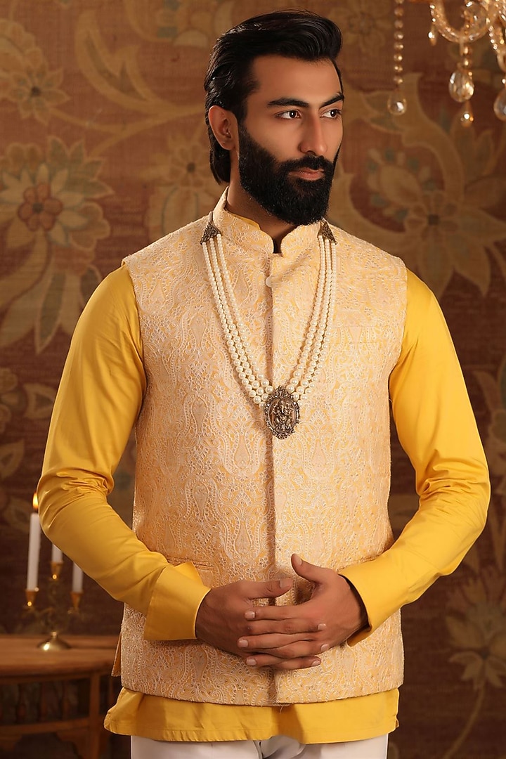 White Howlite Stone Beaded Layered Ganesh Mala by Cosa Nostraa at Pernia's Pop Up Shop