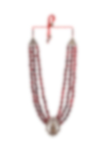 Red Sandalwood Beaded Layered Ganesh Mala by Cosa Nostraa at Pernia's Pop Up Shop