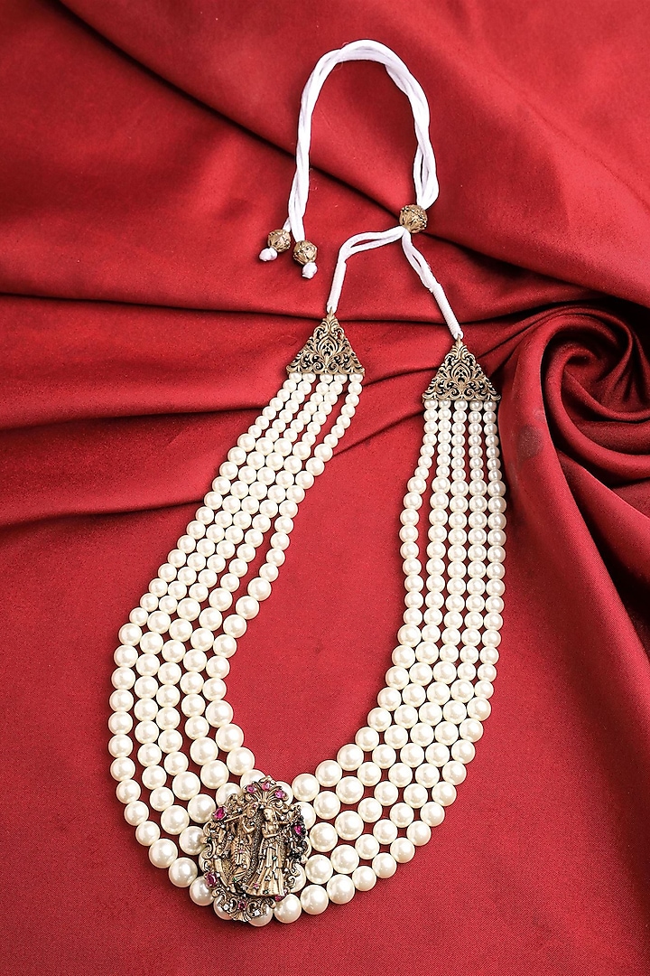 White Howlite Beaded Layered Mala by Cosa Nostraa at Pernia's Pop Up Shop
