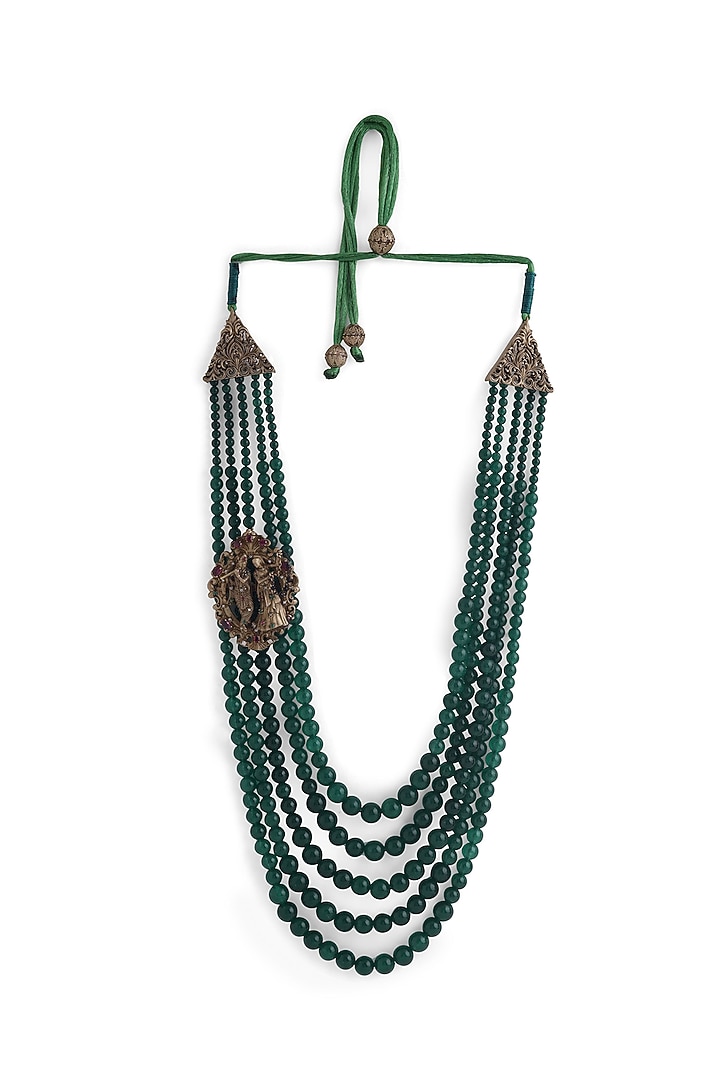 Green Aventurine Beaded Layered Mala by Cosa Nostraa at Pernia's Pop Up Shop