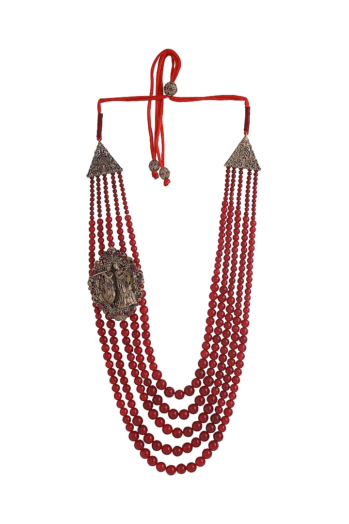 Red Carnelian Beaded Layered Mala by Cosa Nostraa at Pernia's Pop Up Shop