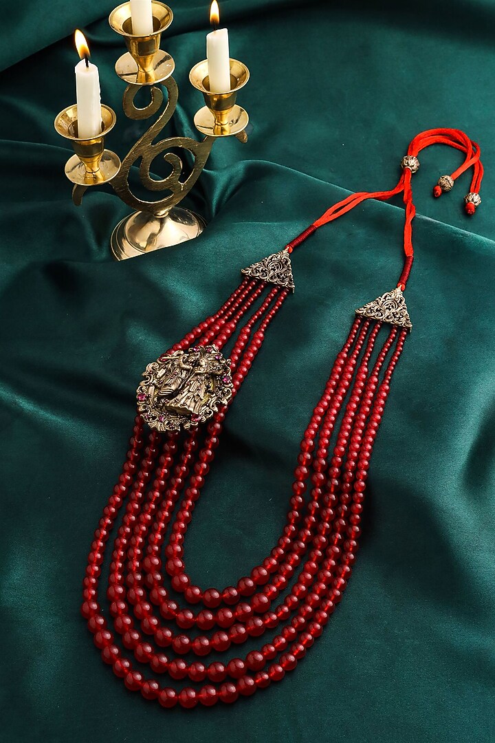 Red Carnelian Beaded Layered Mala by Cosa Nostraa at Pernia's Pop Up Shop