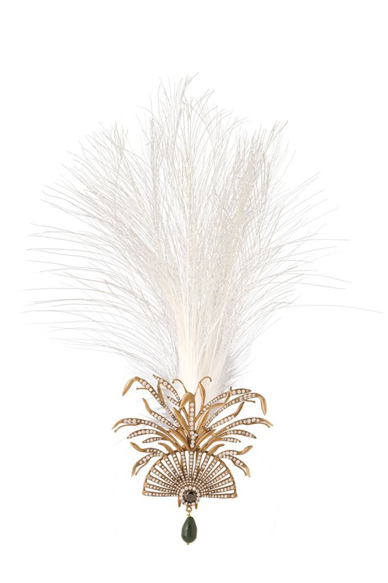 Antique Gold Glass Stone & Feather Kalangi by Cosa Nostraa