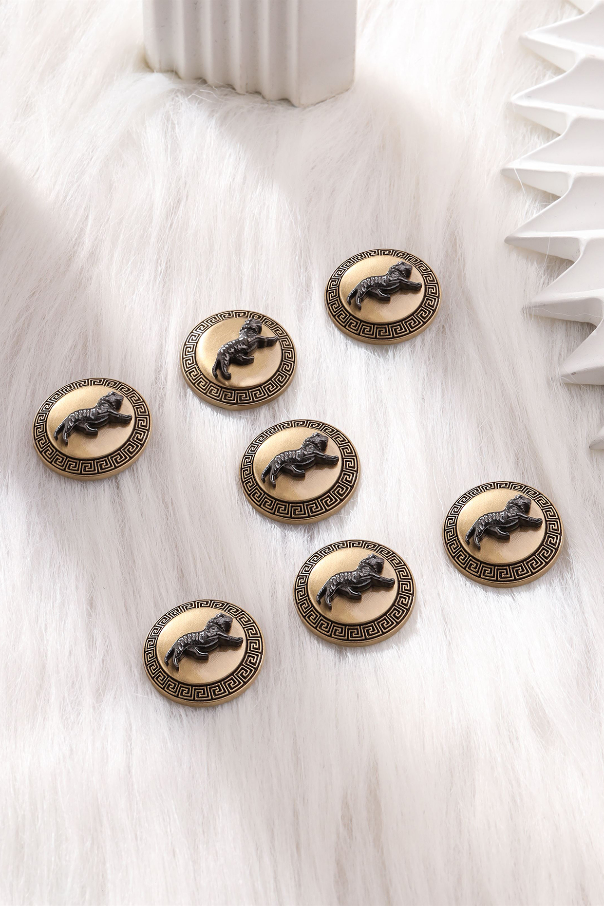 Antique Gold Brass Buttons (Set of 7) by Cosa Nostraa at Pernia's Pop Up Shop