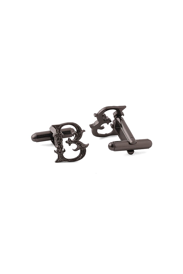 Grey Brass Initial Cufflinks (Set of 2) by Cosa Nostraa at Pernia's Pop Up Shop