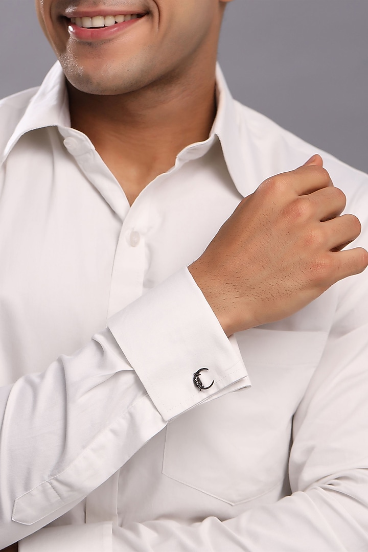 Grey Brass Initial Cufflinks (Set of 2) by Cosa Nostraa at Pernia's Pop Up Shop