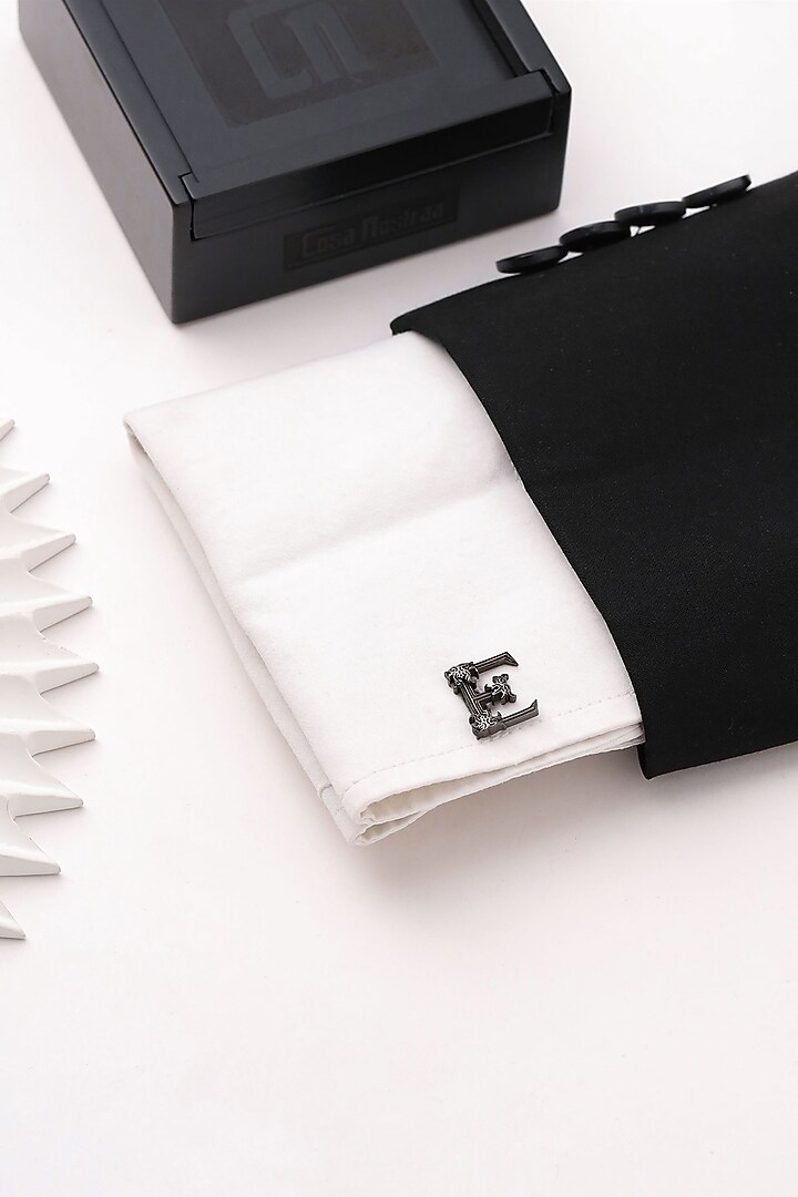 Grey Brass Initial Cufflinks (Set of 2) by Cosa Nostraa at Pernia's Pop Up Shop