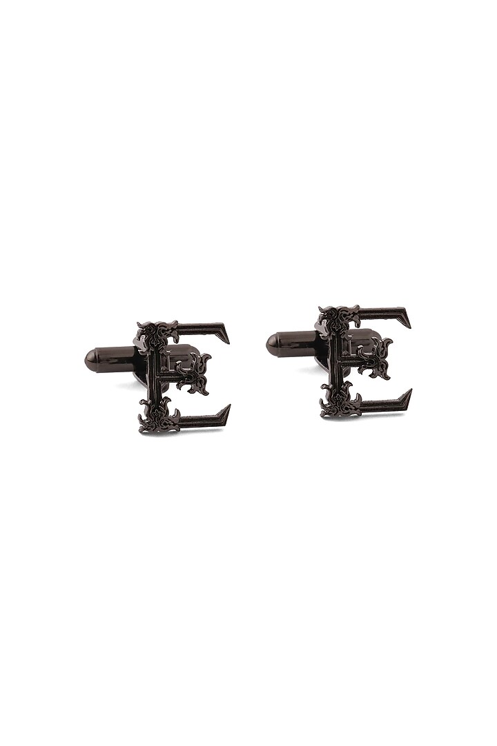 Grey Brass Initial Cufflinks (Set of 2) by Cosa Nostraa at Pernia's Pop Up Shop