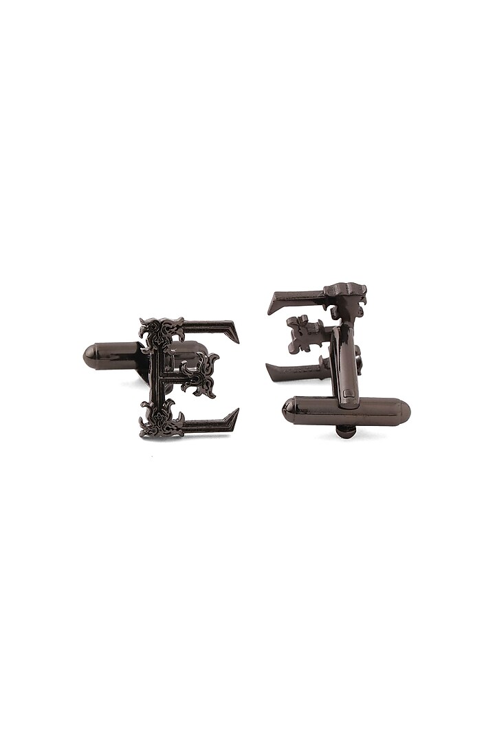 Grey Brass Initial Cufflinks (Set of 2) by Cosa Nostraa at Pernia's Pop Up Shop