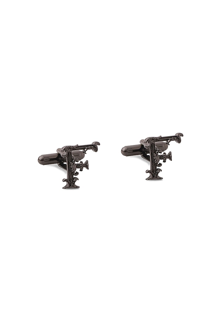 Grey Brass Initial Cufflinks (Set of 2) by Cosa Nostraa at Pernia's Pop Up Shop
