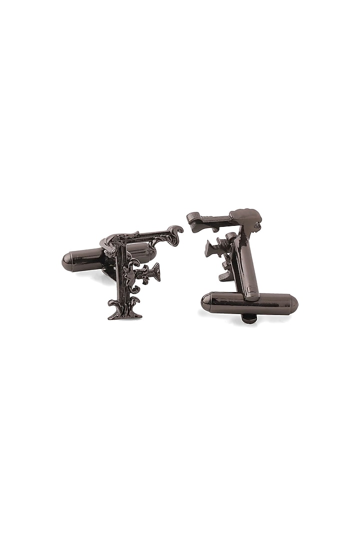 Grey Brass Initial Cufflinks (Set of 2) by Cosa Nostraa at Pernia's Pop Up Shop