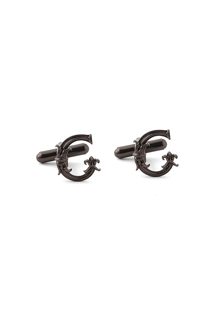 Grey Brass Initial Cufflinks (Set of 2) by Cosa Nostraa at Pernia's Pop Up Shop