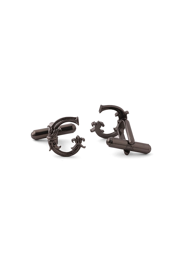 Grey Brass Initial Cufflinks (Set of 2) by Cosa Nostraa at Pernia's Pop Up Shop