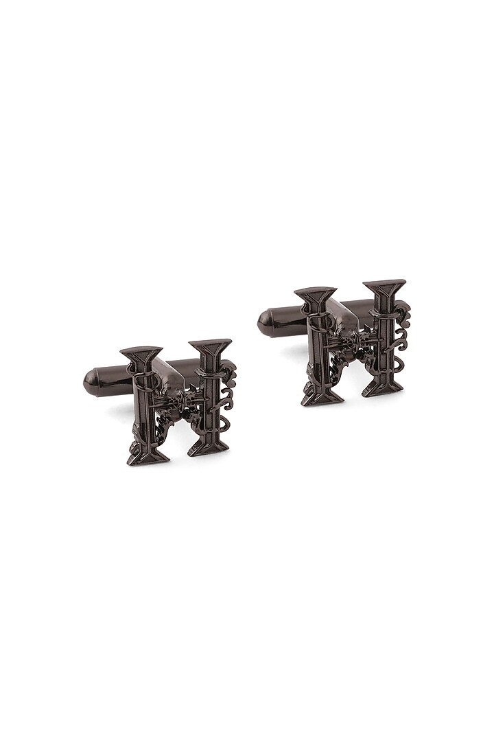 Grey Brass Initial Cufflinks (Set of 2) by Cosa Nostraa at Pernia's Pop Up Shop