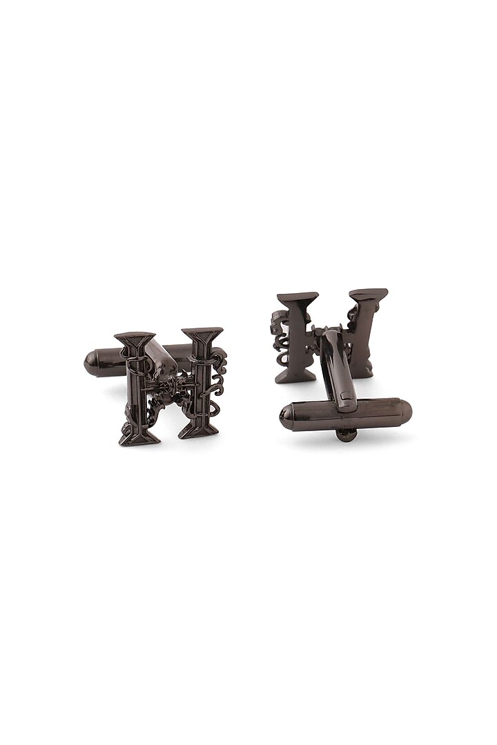 Grey Brass Initial Cufflinks (Set of 2) by Cosa Nostraa at Pernia's Pop Up Shop