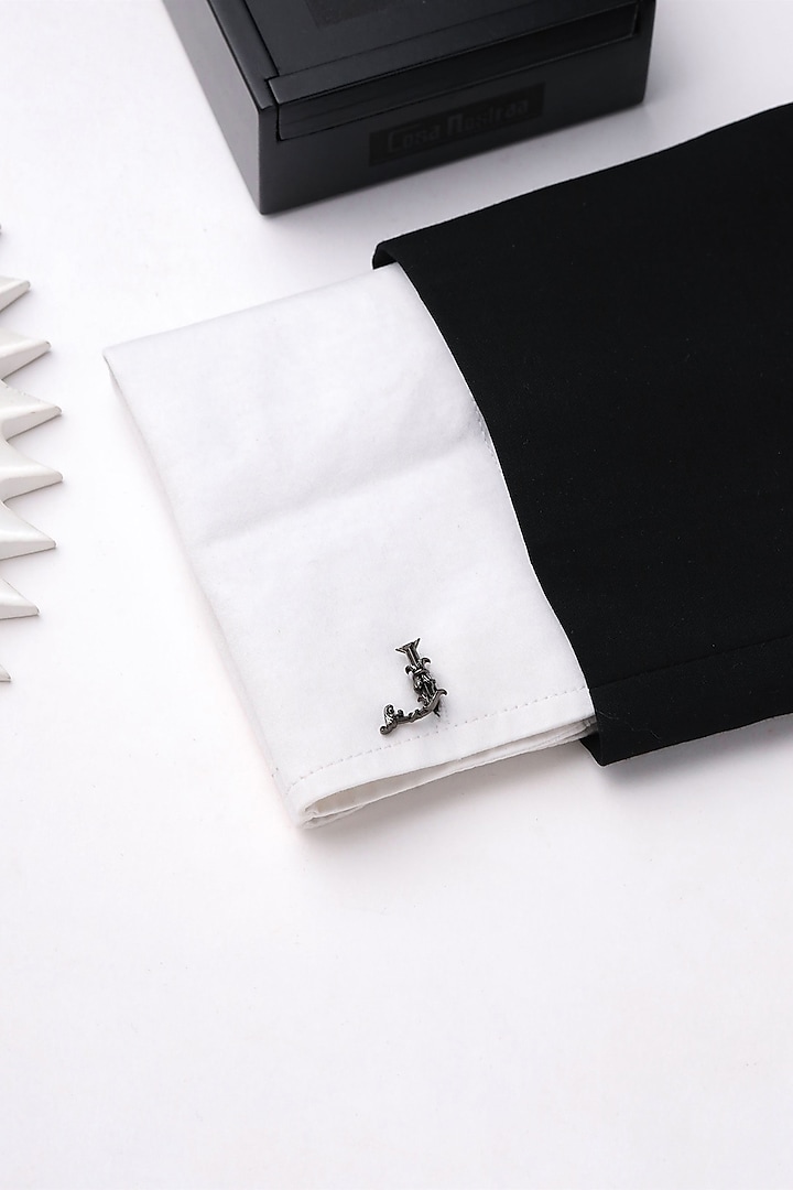 Grey Brass Initial Cufflinks (Set of 2) by Cosa Nostraa at Pernia's Pop Up Shop