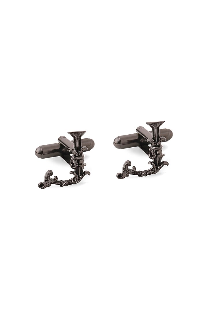 Grey Brass Initial Cufflinks (Set of 2) by Cosa Nostraa at Pernia's Pop Up Shop