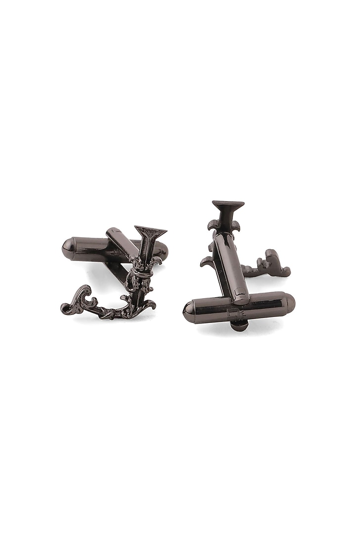 Grey Brass Initial Cufflinks (Set of 2) by Cosa Nostraa at Pernia's Pop Up Shop