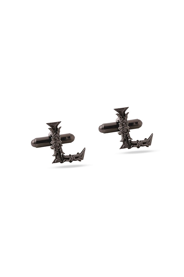 Grey Brass Initial Cufflinks (Set of 2) by Cosa Nostraa at Pernia's Pop Up Shop