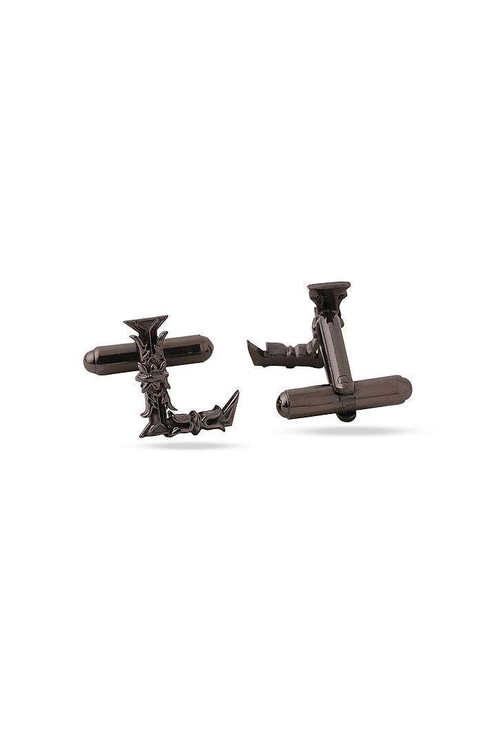 Grey Brass Initial Cufflinks (Set of 2) by Cosa Nostraa at Pernia's Pop Up Shop