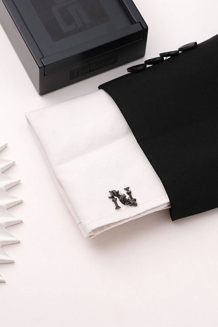 Grey Brass Initial Cufflinks (Set of 2) by Cosa Nostraa at Pernia's Pop Up Shop