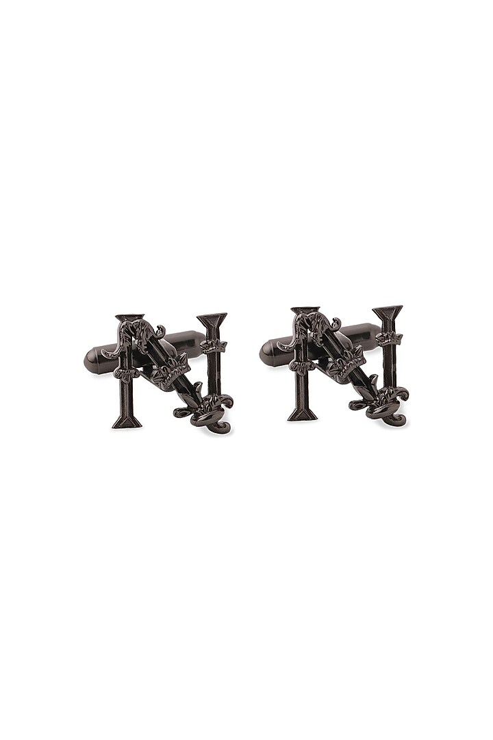 Grey Brass Initial Cufflinks (Set of 2) by Cosa Nostraa at Pernia's Pop Up Shop