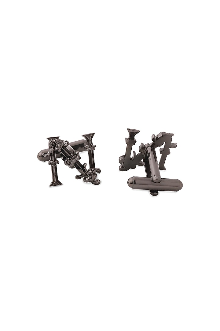 Grey Brass Initial Cufflinks (Set of 2) by Cosa Nostraa at Pernia's Pop Up Shop