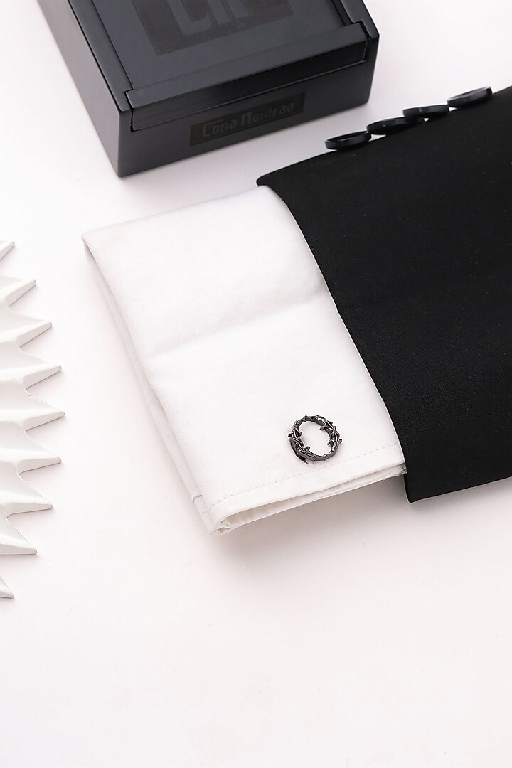 Grey Brass Initial Cufflinks (Set of 2) by Cosa Nostraa at Pernia's Pop Up Shop