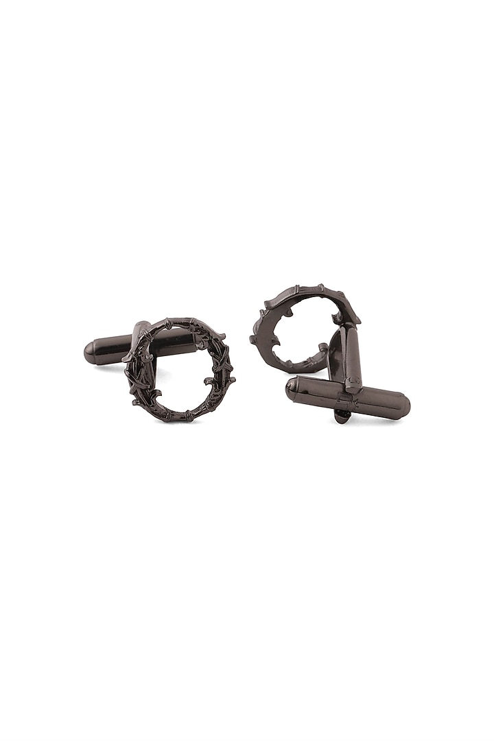 Grey Brass Initial Cufflinks (Set of 2) by Cosa Nostraa at Pernia's Pop Up Shop