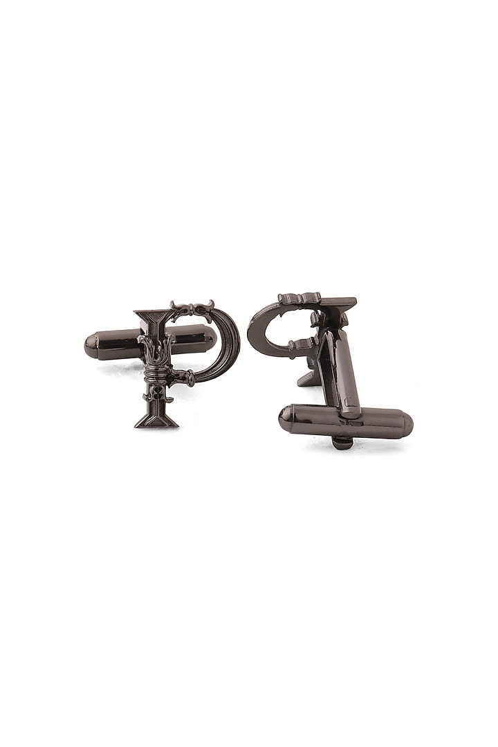 Grey Brass Initial Cufflinks (Set of 2) by Cosa Nostraa at Pernia's Pop Up Shop
